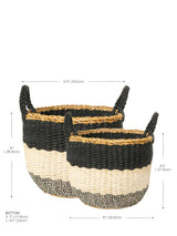 Ula Stripe Basket - Black (Set Of 2) - ourCommonplace