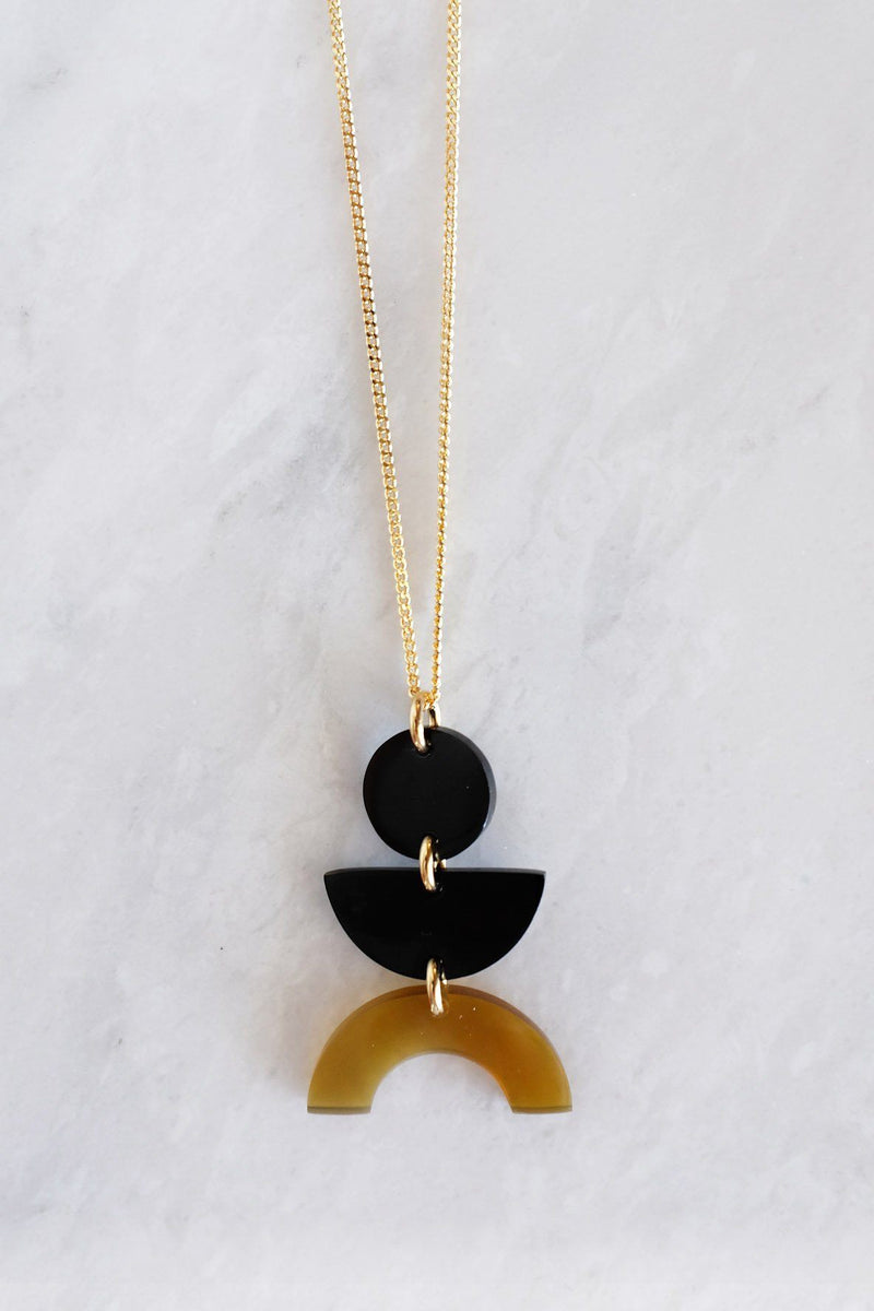 Vui Mung Geometrical Buffalo Horn Pendant Necklace - ourCommonplace