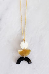 Vui Mung Geometrical Buffalo Horn Pendant Necklace - ourCommonplace