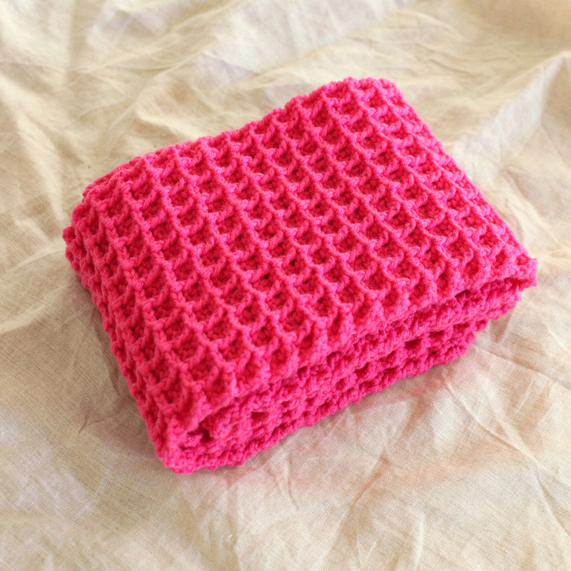Waffle Crochet Scarf in Candy Pink - ourCommonplace