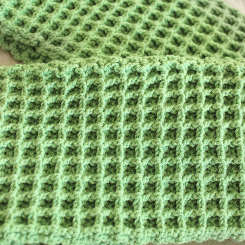 Waffle Crochet Scarf in Sage Green - ourCommonplace