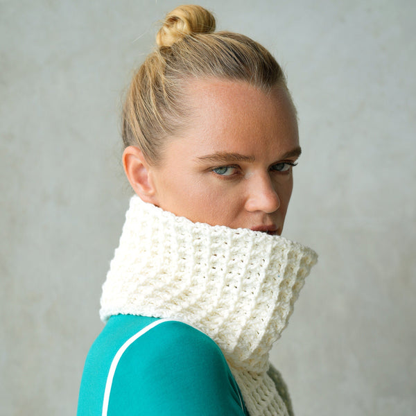 Waffle Crochet Scarf in Off White - ourCommonplace