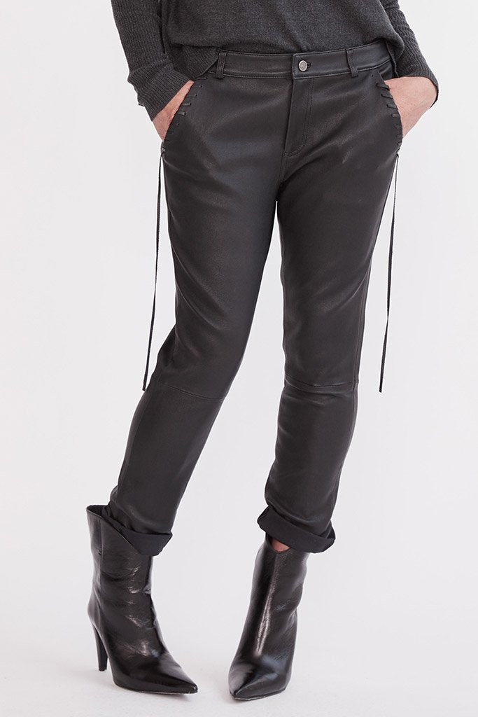 The Bondi Slouch Pant Black Stretch Leather - ourCommonplace