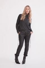 The Bondi Slouch Pant Black Stretch Leather - ourCommonplace