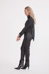 The Bondi Slouch Pant Black Stretch Leather - ourCommonplace