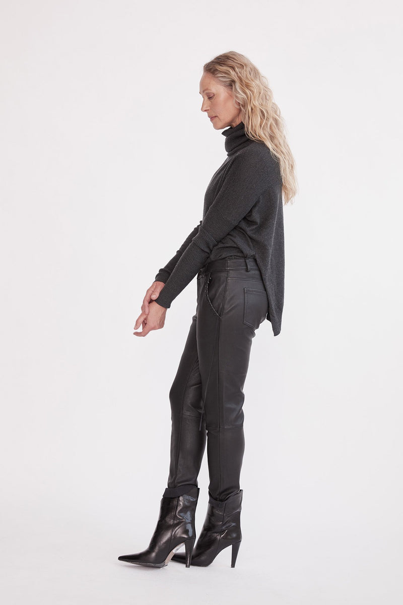 The Bondi Slouch Pant Black Stretch Leather - ourCommonplace