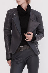 Greenwich Street Motor Jacket in Bubble Ink Leather - ourCommonplace