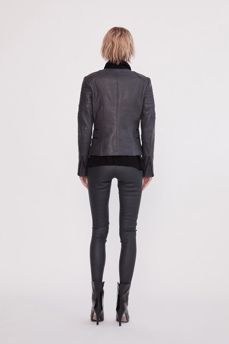 Greenwich Street Motor Jacket in Bubble Ink Leather - ourCommonplace