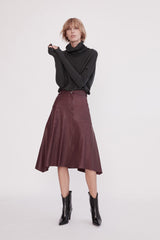 Hudson High-Rise Skirt Shiraz Leather - ourCommonplace