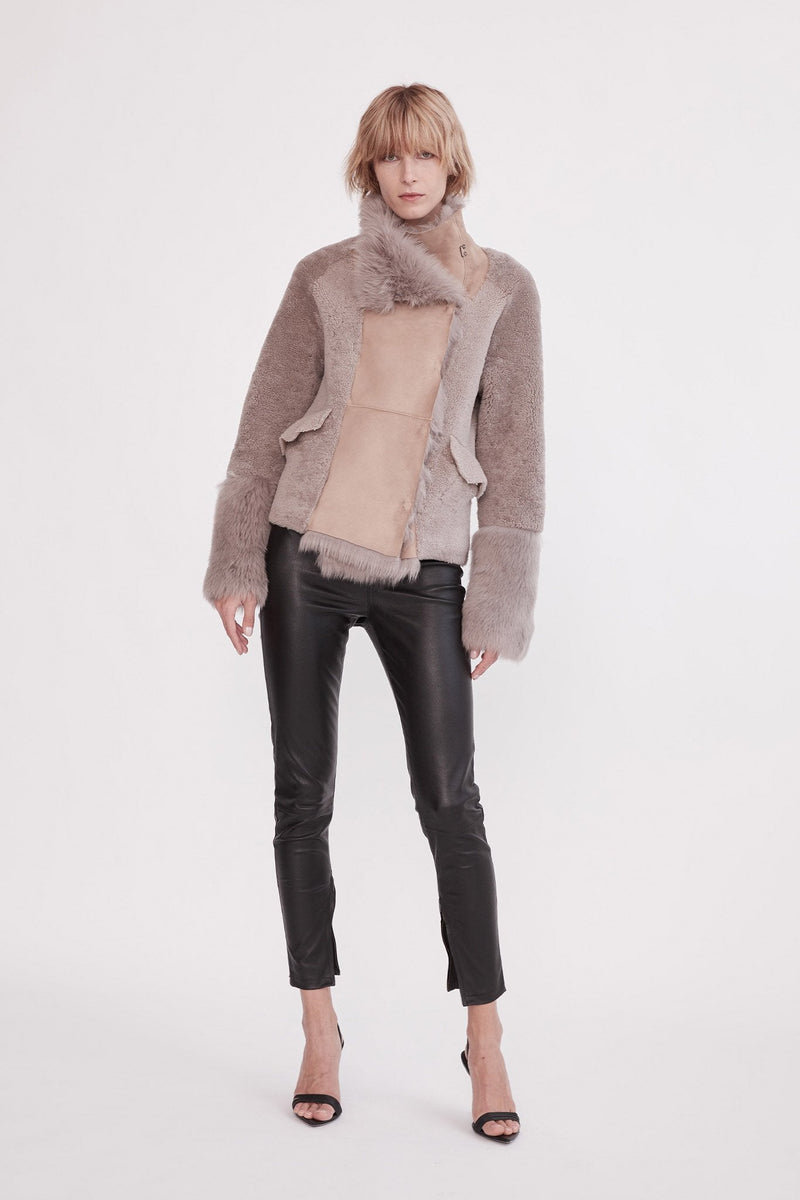 Spring Street Shearling Coat Taupe Shearling - ourCommonplace