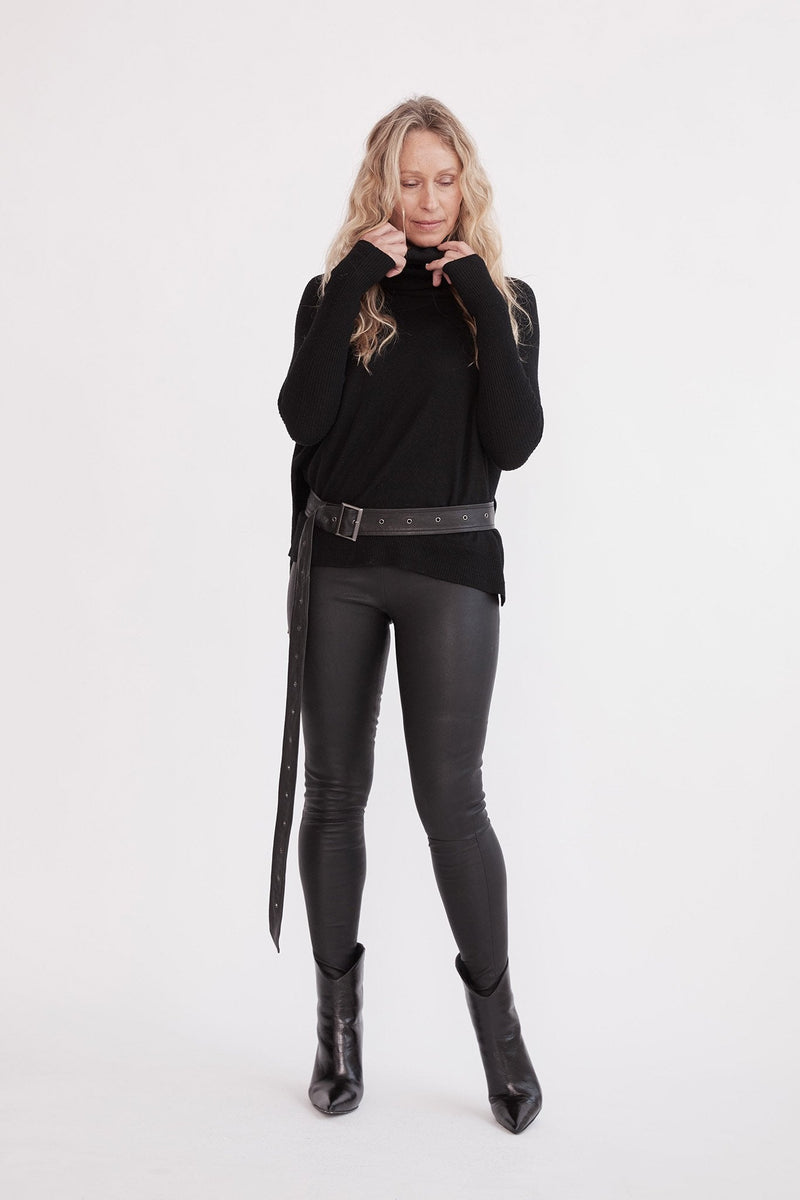 West Broadway Sleek Leather Leggings Black - ourCommonplace