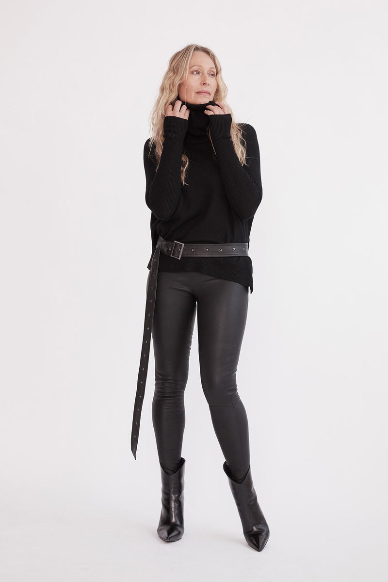 West Broadway Sleek Leather Leggings Black - ourCommonplace