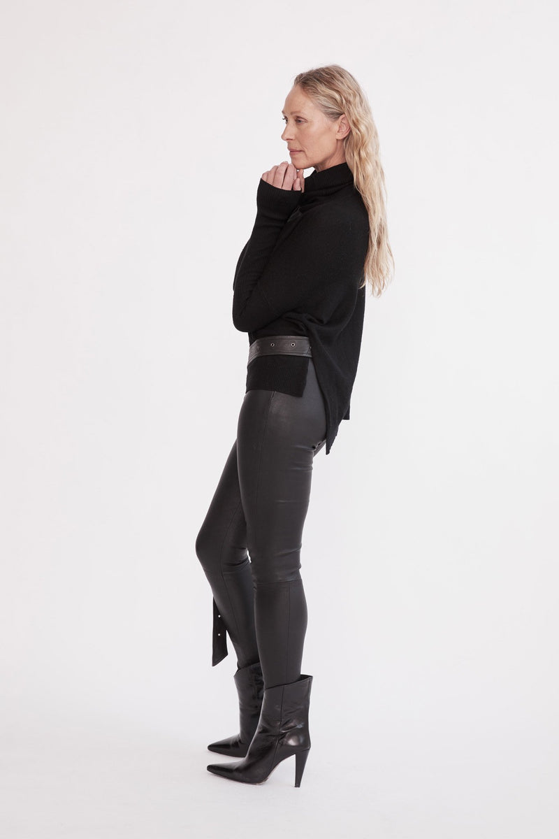 West Broadway Sleek Leather Leggings Black - ourCommonplace