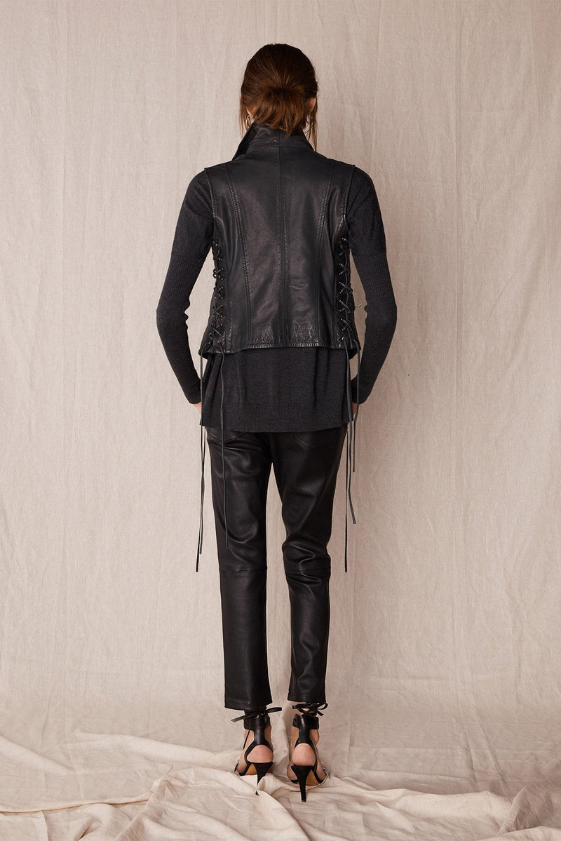 The Bondi Slouch Pant Black Stretch Leather - ourCommonplace