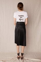 Park Avenue Pleated Skirt Black Leather - ourCommonplace