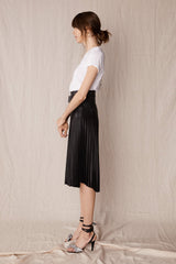 Park Avenue Pleated Skirt Black Leather - ourCommonplace