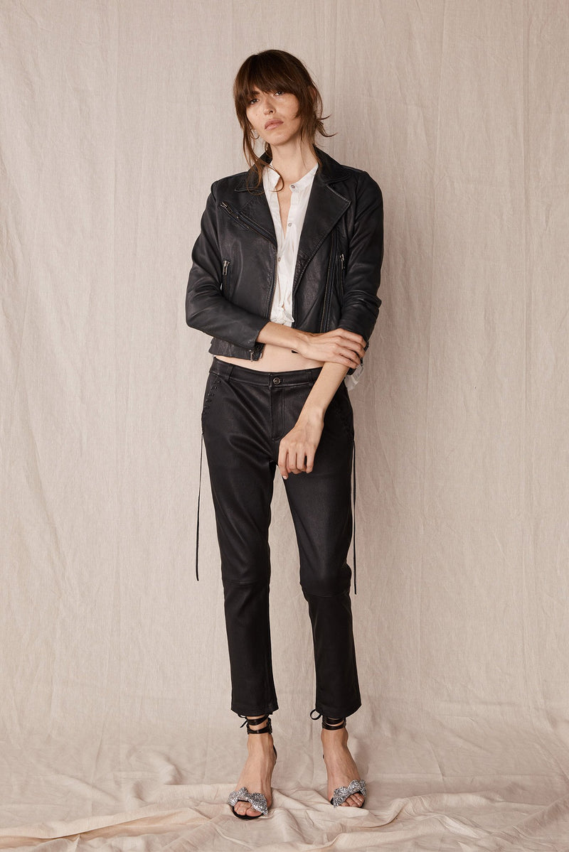 The Bondi Slouch Pant Black Stretch Leather - ourCommonplace