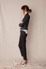 The Bondi Slouch Pant Black Stretch Leather - ourCommonplace