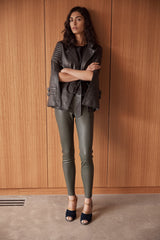 West Broadway Sleek Leather Leggings Deep Deaths Green Leather - ourCommonplace