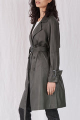 Soho Slouch Leather Trench Bottlebush Green Leather - ourCommonplace