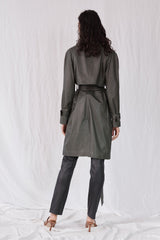 Soho Slouch Leather Trench Bottlebush Green Leather - ourCommonplace