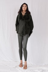 Spring Street Shearling Coat Moss Green Shearling - ourCommonplace