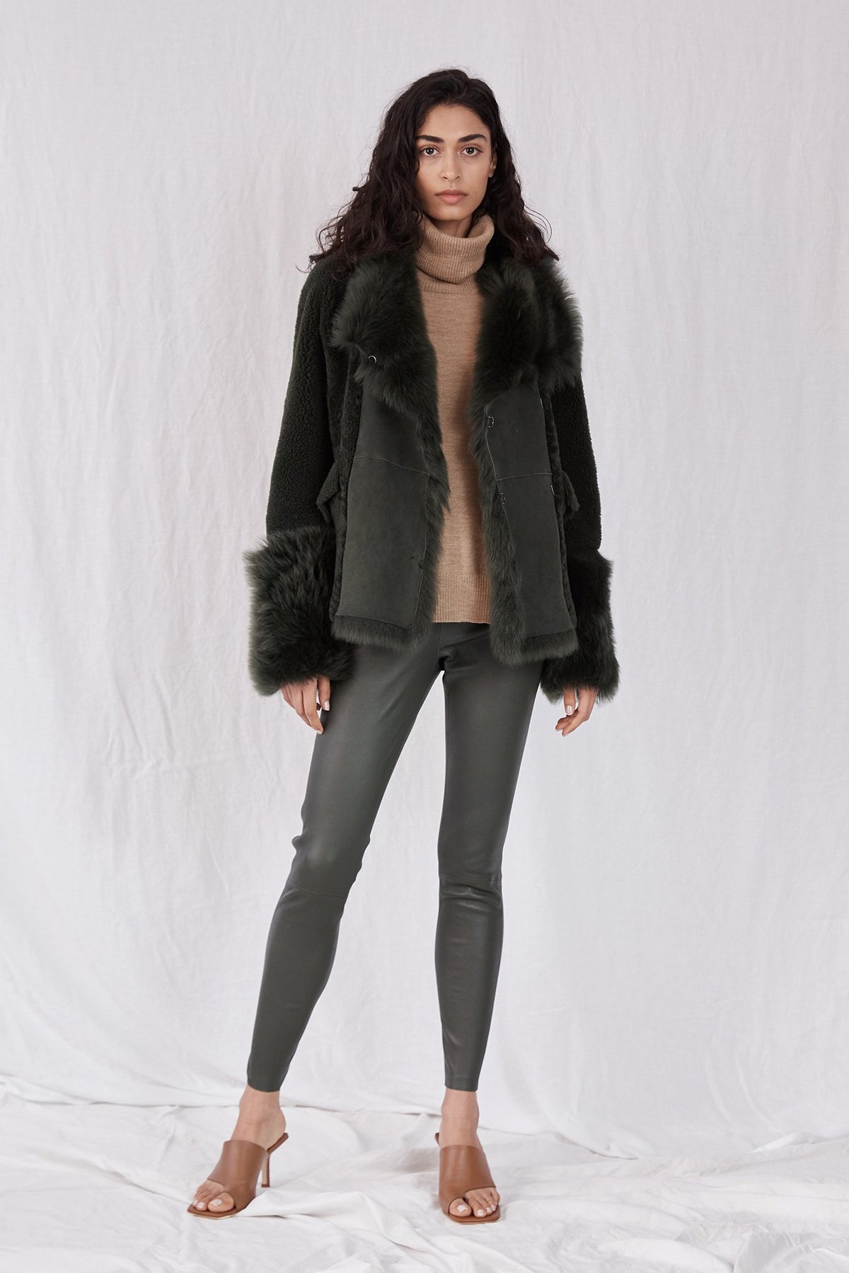 Spring Street Shearling Coat Moss Green Shearling Medium