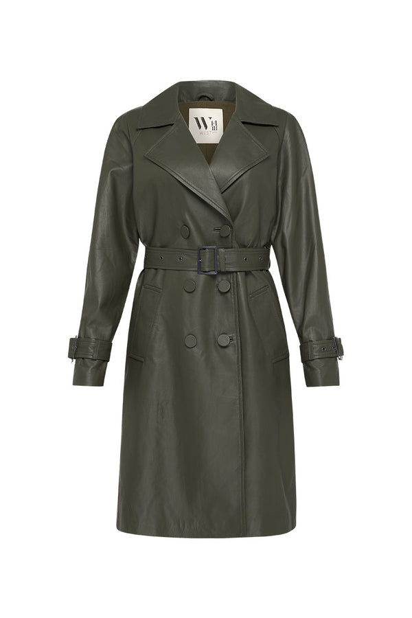 Soho Slouch Leather Trench Bottlebush Green Leather - ourCommonplace