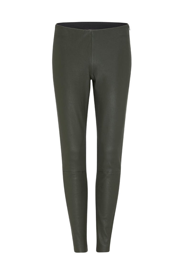 West Broadway Sleek Leather Leggings Deep Deaths Green Leather - ourCommonplace