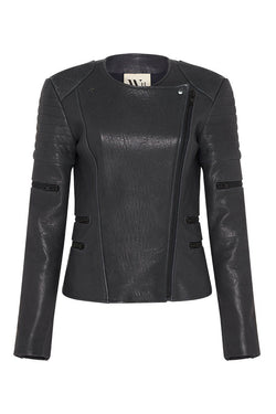 Greenwich Street Motor Jacket in Bubble Ink Leather - ourCommonplace