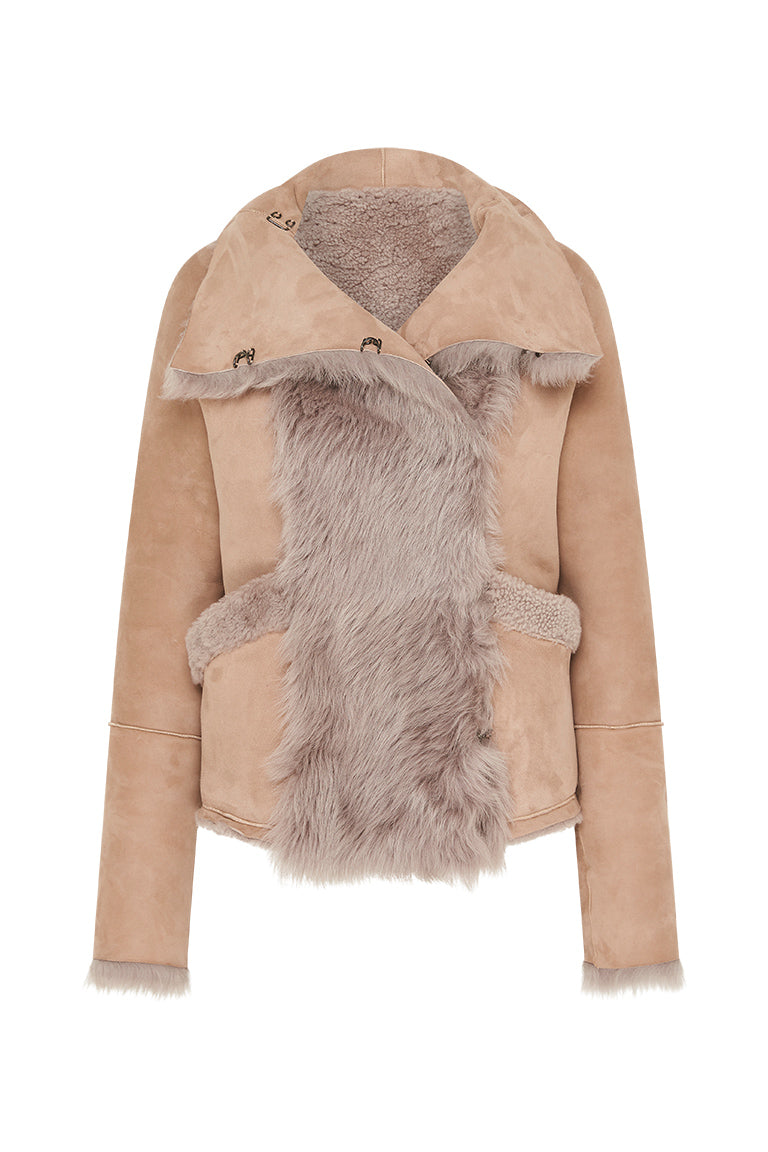 Spring Street Shearling Coat Taupe Shearling - ourCommonplace