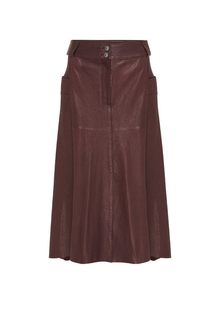 Hudson High-Rise Skirt Shiraz Leather - ourCommonplace
