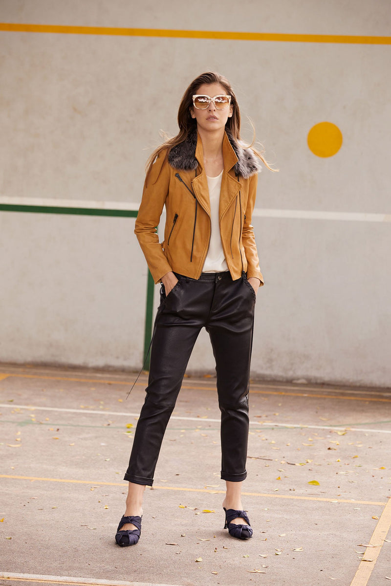 The Bondi Slouch Pant Black Stretch Leather - ourCommonplace