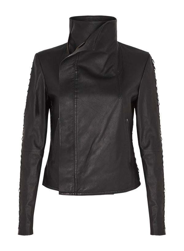 The Paddington Drape Jacket Black Leather - ourCommonplace