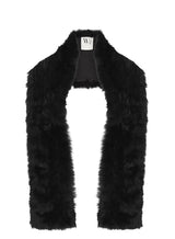 Upper West Scarf in Italian Long Hair Black Shearling - ourCommonplace