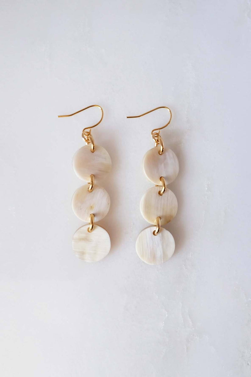 Yen Bai 16K Gold-Plated Brass Buffalo Horn Circle Drop Earrings - ourCommonplace