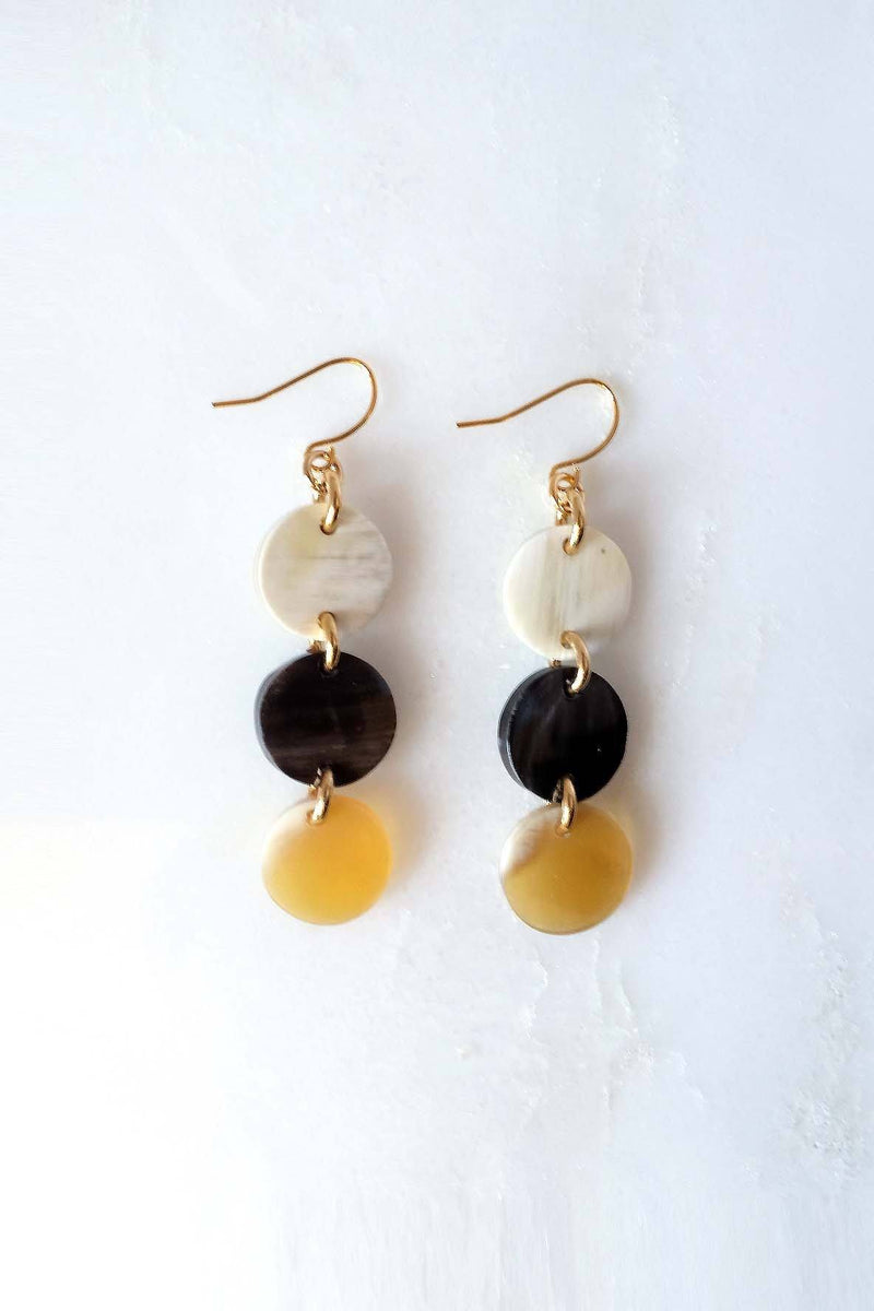 Yen Bai 16K Gold-Plated Brass Buffalo Horn Circle Drop Earrings - ourCommonplace