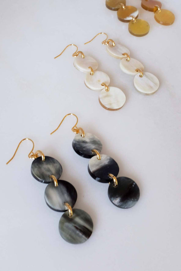 Yen Bai 16K Gold-Plated Brass Buffalo Horn Circle Drop Earrings - ourCommonplace