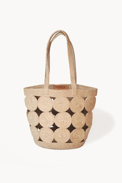 Agora Handwoven Natural Jute Pompom Tote Bag - ourCommonplace