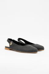 Cannes CEQ - Sling Back Flat Shoes - Charcoal - ourCommonplace