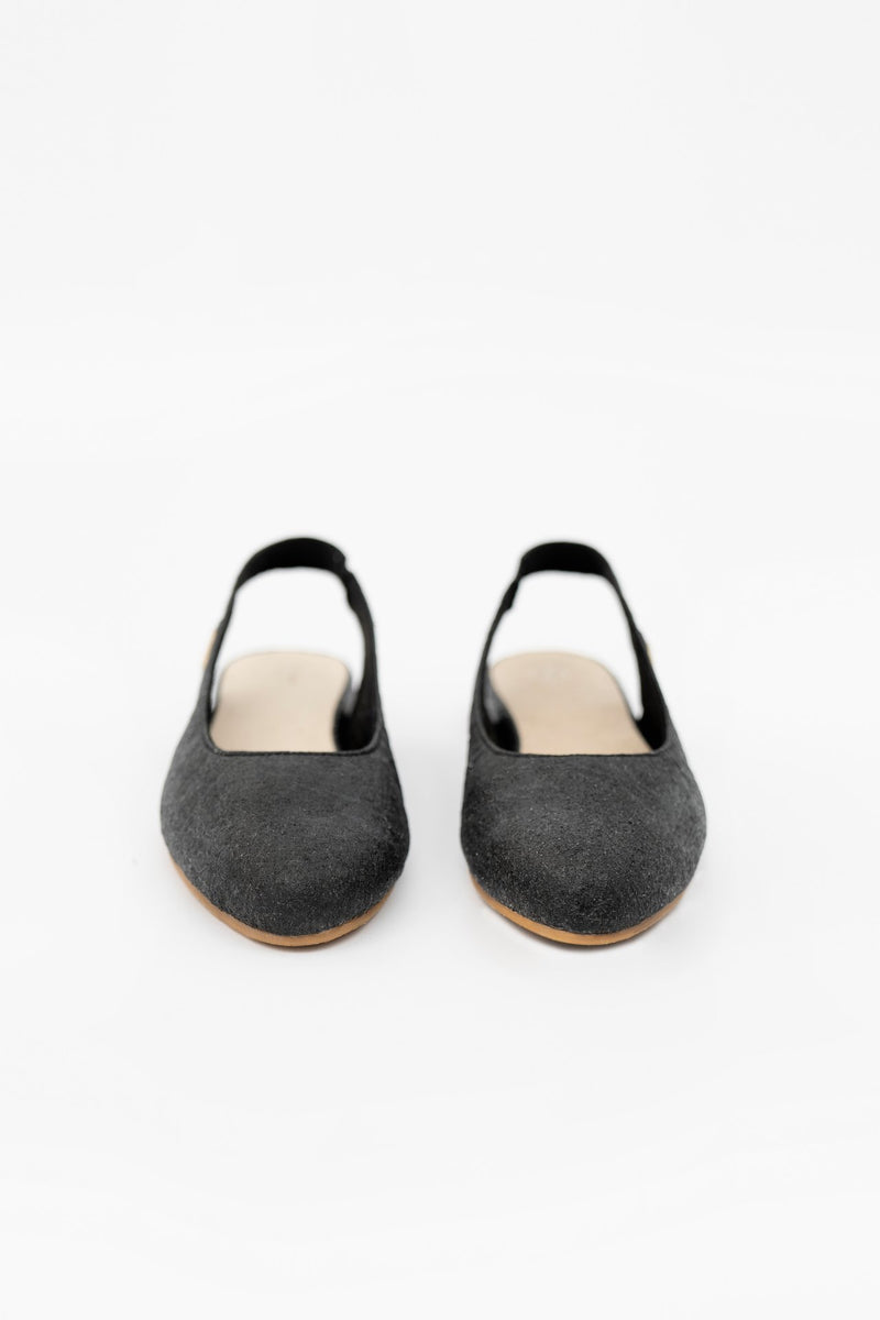 Cannes CEQ - Sling Back Flat Shoes - Charcoal - ourCommonplace