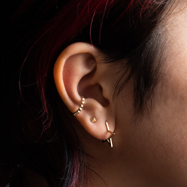 Debbie Ear Cuff - Pyramid Spike Ear Cuff 14k Yellow Gold - ourCommonplace