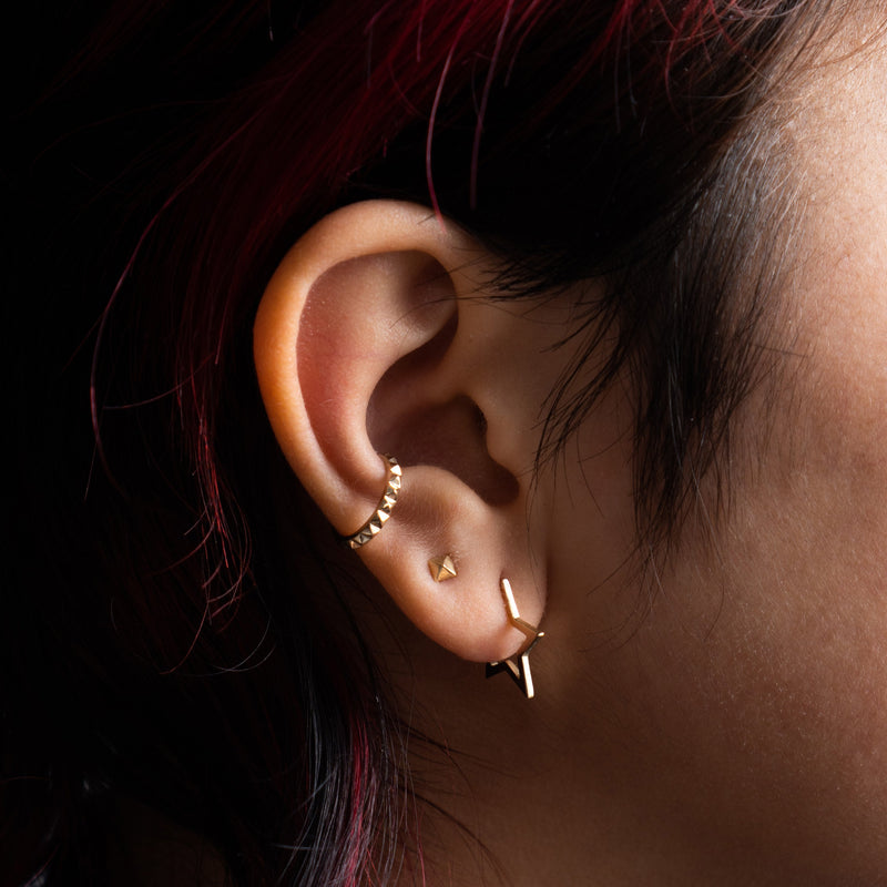 Debbie Ear Cuff - Pyramid Spike Ear Cuff 14k Yellow Gold - ourCommonplace