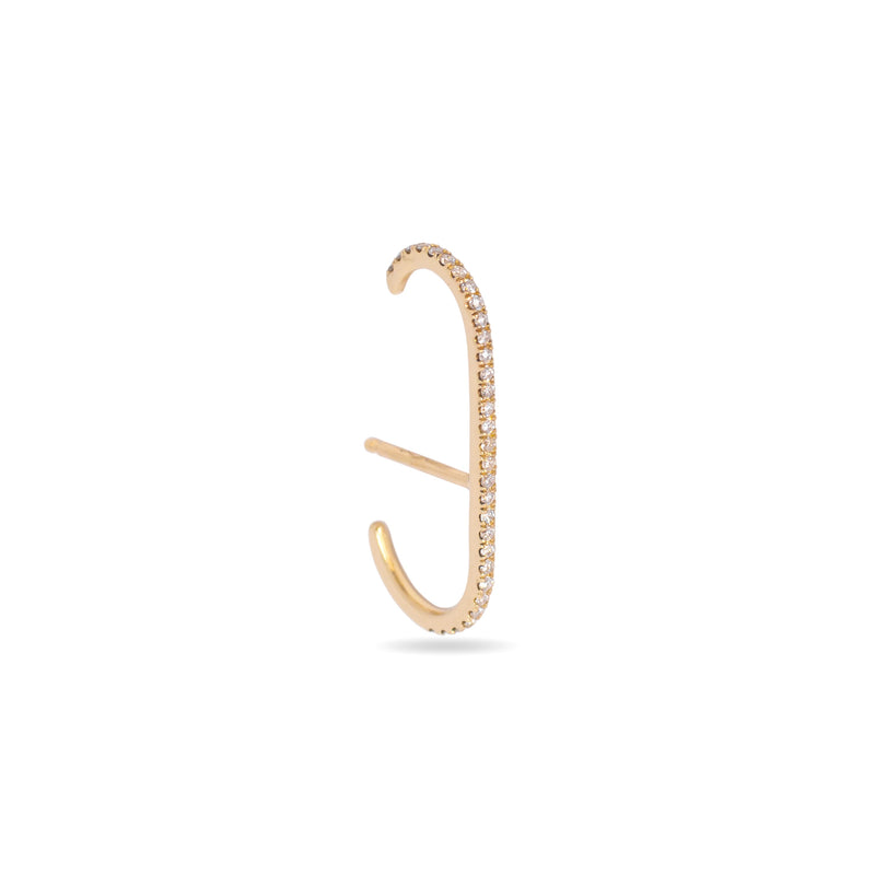 Minimalist Ear Cuff With Pavé Diamond -  14k Yellow Gold - ourCommonplace