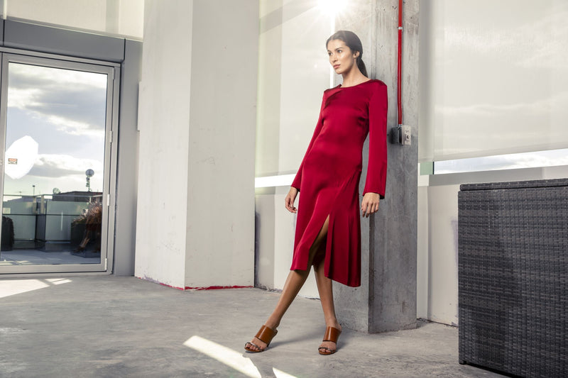 Nina Dress / Scarlet Red Silk - ourCommonplace