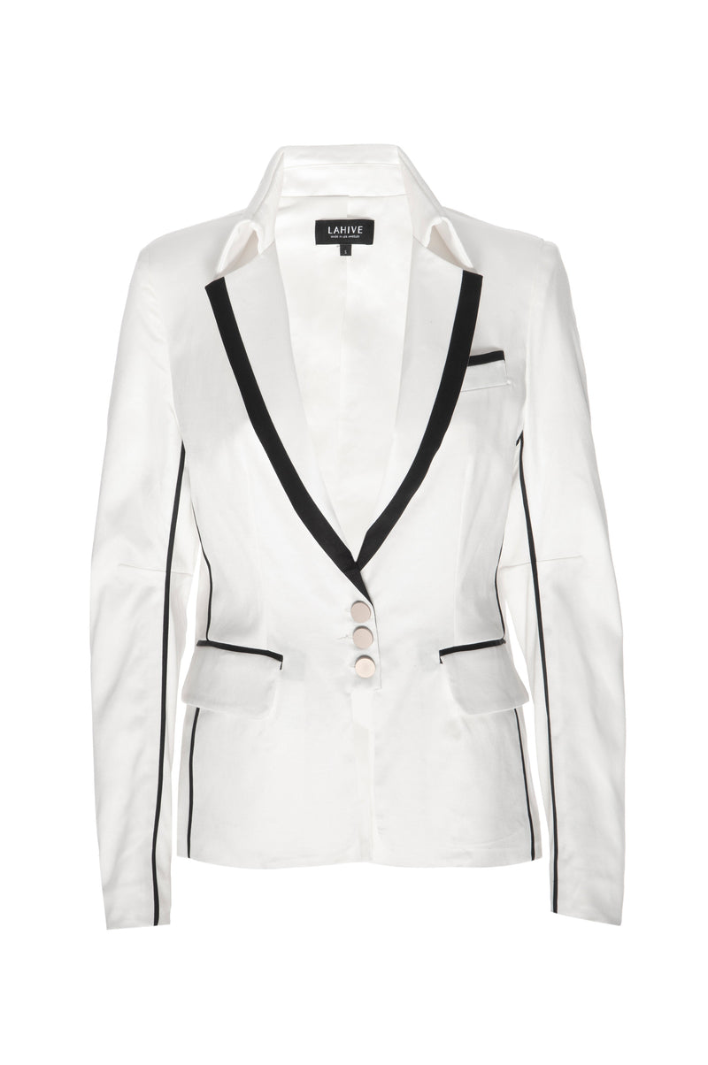 MAXINE Cotton Twill Star Blazer in Cloud - ourCommonplace