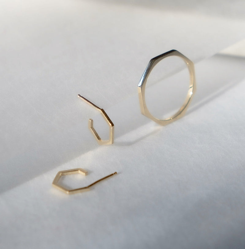 Hex Earring - 14k Yellow Gold - ourCommonplace