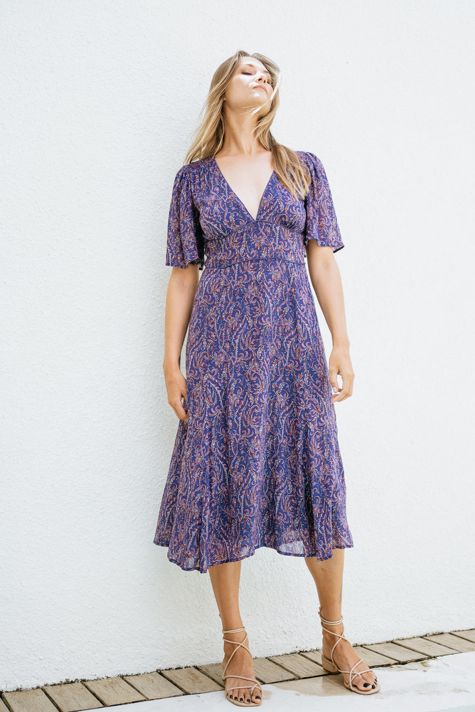 aurora midi dress Paneros Clothing Aurora Midi Dress XS / Paisley Garden