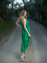 MARGOT Emerald A-Symmetrical Shirring Dress - ourCommonplace