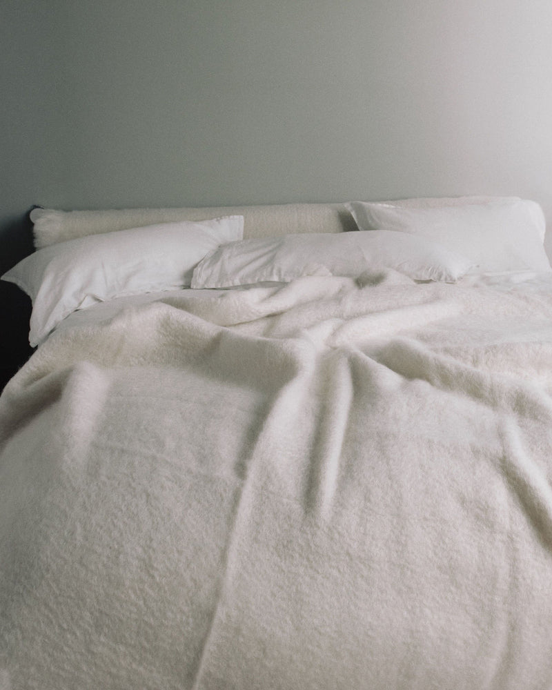 Henrietta Mohair Bed Blanket - Cream - ourCommonplace